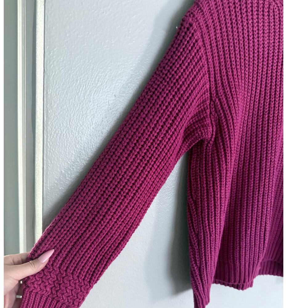 MARINE LAYER pink Oversized Crewneck chunky knit cotton merino wool sweater top - Picture 6 of 10